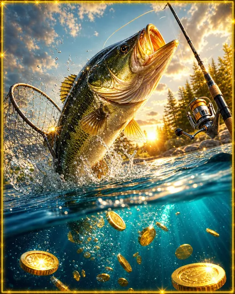 Copertina del gioco Big Bass Bonanza con un pescatore e un pesce dorato